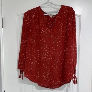 Women's Red Blouse with Tie Sleeves